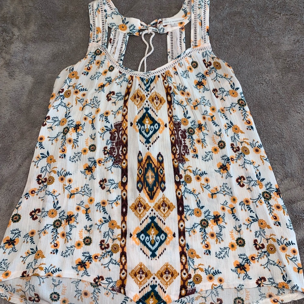 White Floral Tank Top